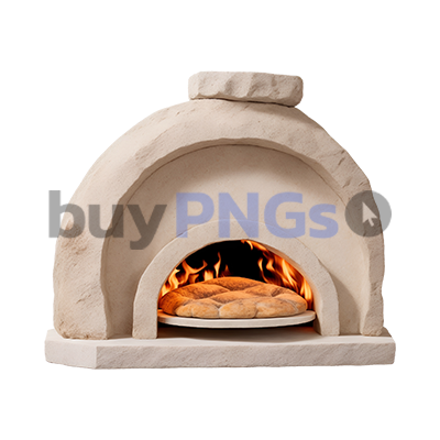 fire stone stove with bread