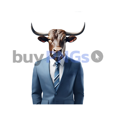 Mr. Bull run in business suit