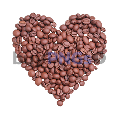 coffee beans forming heart shape