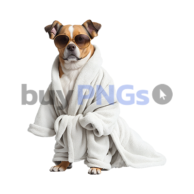 funny dog in bathrobe png