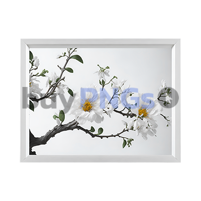 white blooming flowers wall picture