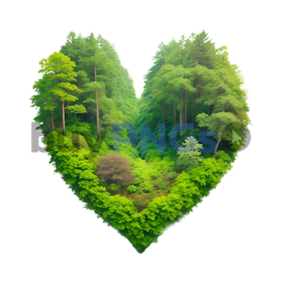 heart shape forest trees