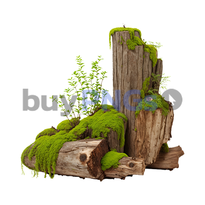 logs plants on wooden tree trunks