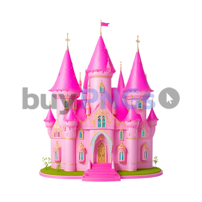 pink girly cartoon style castle