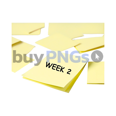 sticker saying "week 2"