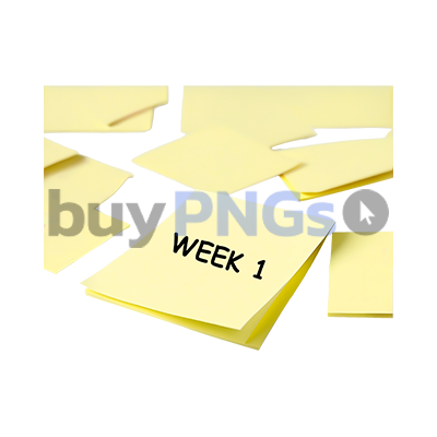 sticker saying "week 1"