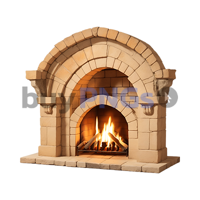 old stone indoor wood fireplace