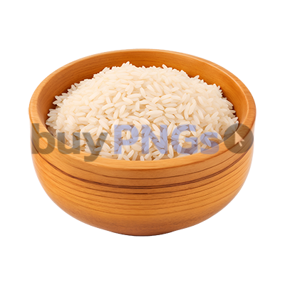 rice in wooden bowl